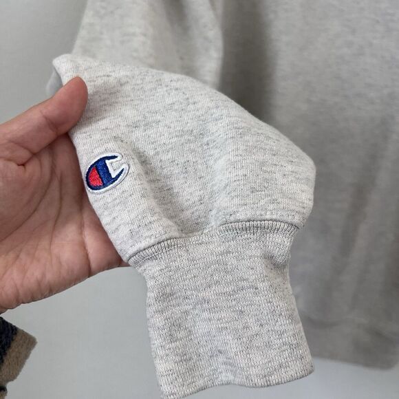 Champion 1/4 Zip Sweatshirt Mens Medium Pullover Heathered Gray Athleticwear - Picture 6 of 13